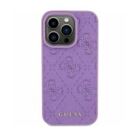 Guess Leather 4G Stamped - Etui iPhone 15 (fioletowy)