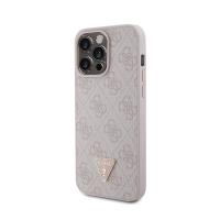 Guess Leather 4G Triangle Strass - Etui iPhone 15 Pro Max (różowy)