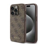 Guess 4G Metal Gold Logo - Etui iPhone 15 Pro (brązowy)