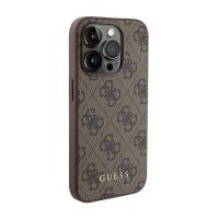 Guess 4G Metal Gold Logo - Etui iPhone 15 Pro (brązowy)