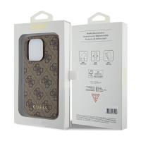 Guess 4G Metal Gold Logo - Etui iPhone 15 Pro (brązowy)