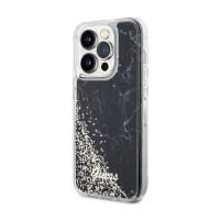 Guess Liquid Glitter Marble - Etui iPhone 14 Pro (Czarny)