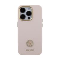 Guess Silicone Logo Strass 4G - Etui iPhone 15 Pro (różowy)