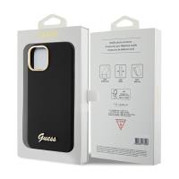 Guess Silicone Script Metal Logo & Frame - Etui iPhone 15 (czarny)