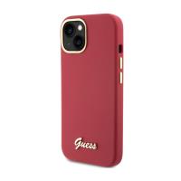 Guess Silicone Script Metal Logo & Frame - Etui iPhone 15 (magenta)