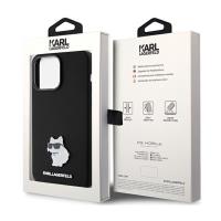 Karl Lagerfeld Silicone Choupette Metal Pin - Etui iPhone 15 Pro (czarny)