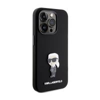 Karl Lagerfeld Silicone Ikonik Metal Pin - Etui iPhone 15 Pro (czarny)