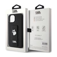 Karl Lagerfeld Gripstand Saffiano Choupette Pins - Etui iPhone 15 Plus (czarny)