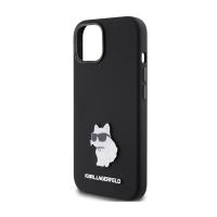 Karl Lagerfeld Silicone Choupette Metal Pin - Etui iPhone 15 Plus (czarny)