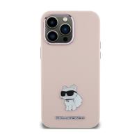 Karl Lagerfeld Silicone Choupette Metal Pin - Etui iPhone 15 Plus (różowy)