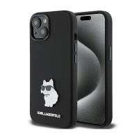 Karl Lagerfeld Silicone Choupette Metal Pin - Etui iPhone 15 (czarny)