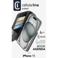 Cellularline Book Agenda - Etui iPhone 15 z powłoką MICROBAN (czarny)