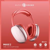 Cellularline Music Sound MAXI2 - Bezprzewodowe słuchawki nauszne Bluetooth V5.0 (czerwony)