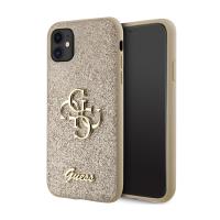 Guess Glitter Script Big 4G - Etui iPhone 11 (złoty)