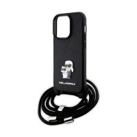 Karl Lagerfeld Crossbody Saffiano Metal Pin Karl & Choupette - Etui iPhone 14 Pro (czarny)