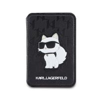 Karl Lagerfeld Wallet Cardslot Stand MagSafe Saffiano Monogram Choupette - Portfel magnetyczny z funkcją standu (czarny)