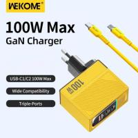 WEKOME WP-U155 Tint Series - Ładowarka sieciowa 2x USB-C & USB-A Super Fast Charger GaN 100W (Żółty)