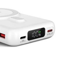 WEKOME WP-12 Tint Series - Power bank indukcyjny 10000 mAh MagSafe z wbudowanym kablem USB-C / Lightning / Micro USB / USB-A (Biały)