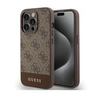 Guess 4G Bottom Stripe Metal Logo Collection - Etui iPhone 15 Pro (brązowy)