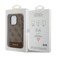 Guess 4G Bottom Stripe Metal Logo Collection - Etui iPhone 15 Pro (brązowy)