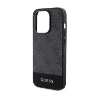 Guess 4G Bottom Stripe Metal Logo Collection - Etui iPhone 15 Pro (szary)