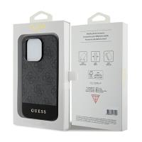 Guess 4G Bottom Stripe Metal Logo Collection - Etui iPhone 15 Pro (szary)
