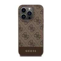 Guess 4G Bottom Stripe Metal Logo Collection - Etui iPhone 15 Pro Max (brązowy)