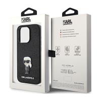 Karl Lagerfeld Fixed Glitter Ikonik Logo Metal Pin - Etui iPhone 15 Pro (czarny)