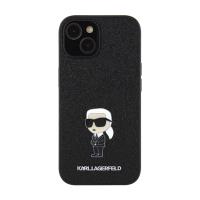 Karl Lagerfeld Fixed Glitter Ikonik Logo Metal Pin - Etui iPhone 15 / 14 / 13 (czarny)