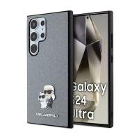 Karl Lagerfeld Saffiano Karl & Choupette Metal Pin - Etui Samsung Galaxy S24 Ultra (szary)