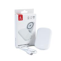 Crong MagSpot Power Bank - Bezprzewodowy power bank ultra slim z MagSafe 5000mAh, USB-C 20W PD (biały)