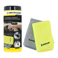 Dunlop - Zestaw ściereczek z mikrofibry + chusteczki nawilżane do wnętrza samochodu