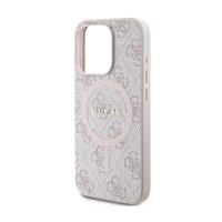 Guess 4G Collection Leather Metal Logo MagSafe - Etui iPhone 13 Pro (różowy)