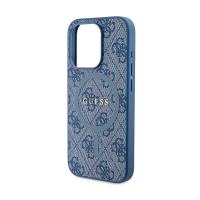 Guess 4G Collection Leather Metal Logo MagSafe - Etui iPhone 15 Pro (niebieski)