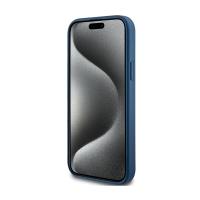Guess 4G Collection Leather Metal Logo MagSafe - Etui iPhone 15 Plus / 14 Plus (niebieski)