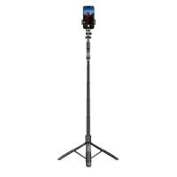 Crong SelfieGo Ultra – Aluminiowy selfie stick Bluetooth tripod (czarny)