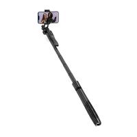 Crong SelfieGo Ultra – Aluminiowy selfie stick Bluetooth tripod (czarny)