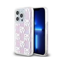 DKNY Liquid Glitter Multilogo - Etui iPhone 15 Pro (różowy)