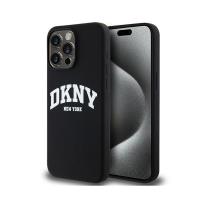 DKNY Liquid Silicone White Printed Logo MagSafe - Etui iPhone 14 Pro Max (czarny)