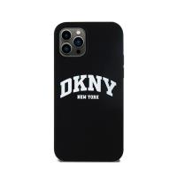 DKNY Liquid Silicone White Printed Logo MagSafe - Etui iPhone 12 / iPhone 12 Pro (czarny)