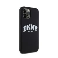 DKNY Liquid Silicone White Printed Logo MagSafe - Etui iPhone 12 / iPhone 12 Pro (czarny)