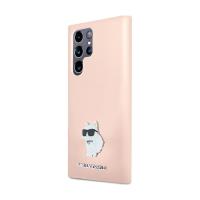 Karl Lagerfeld Silicone Choupette Metal Pin - Etui Samsung Galaxy S24 Ultra (różowy)