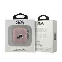 Karl Lagerfeld Monogram Karl & Choupette Head - Etui AirPods 1/2 gen (różowy)
