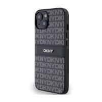 DKNY Leather Mono Stripe & Metal Logo - Etui iPhone 14 / 15 / 13 (czarny)