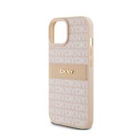 DKNY Leather Mono Stripe & Metal Logo - Etui iPhone 15 Plus / 14 Plus (różowy)