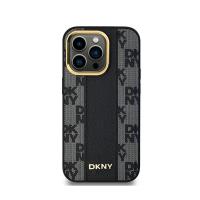 DKNY Leather Checkered Mono Pattern MagSafe - Etui iPhone 13 Pro Max (czarny)