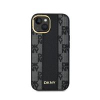 DKNY Leather Checkered Mono Pattern MagSafe - Etui iPhone 15 / 14 / 13 (czarny)