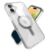 Speck Presidio Perfect-Clear Grip ClickLock & MagSafe - Etui iPhone 16 Plus (Clear / Chrome Finish / Serene Silver)