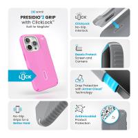 Speck Presidio2 Grip ClickLock & MagSafe - Etui iPhone 16 Pro (True Pink / Shocking Pink / White)