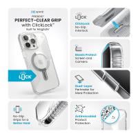 Speck Presidio Perfect-Clear Grip ClickLock & MagSafe - Etui iPhone 16 Pro Max (Clear / Chrome Finish / Serene Silver)